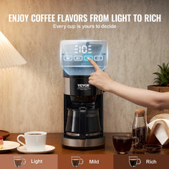 Succebuy Coffee Maker with Grinder Grind and Brew Coffee Maker Adjustable Grinding Coarseness for Home Office Restaurant