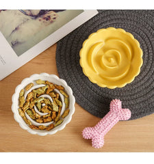 Food Bowl Ceramic Elevated Cats Small Dogs Slow Feed Bowls Anti-choking Pet Eating Feeders Anti-gulping Puppy Supplies