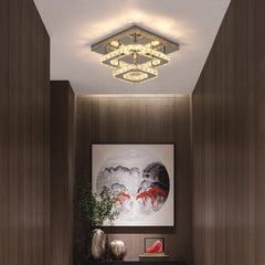 Crystal Flush Mount Ceiling Light Fixtures LED Round Square Chandelier Light Fixture Ceiling Lamp for Kitchen Hallway Foyer