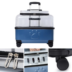 Cat Carrier with Wheels Transparent Pet Carrier Cat Trolley Case with Breathable Holes Large Space Cat Backpack for Travel