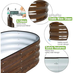 Galvanized Raised Garden Bed Outdoor, 2 Pcs 4x2x1ft Oval Metal Planter Box for Planting Plants Vegetables, Brown