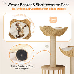 Cat Climbing Tree Indoor Kittens Activity Center 3-Tier Tower with Scratching Post for Cat Furniture
