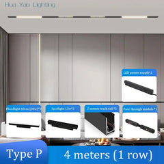 Dimmalbe LED track Light Full Set 360° Adjustable COB Embedded Track lighting For Clothing Shop Kitchen Rail Lighting