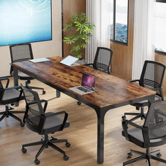 6.5FT Conference Table, 78.7 Inche Rectangle Meeting Seminar Table, Large Business Tables for 6-8 People