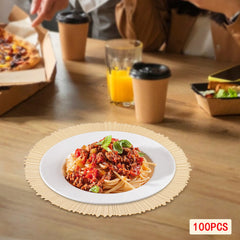 100 PCS Charger Plates Set, 13in Gold Round Dinner Plate, Plastic Decorative Service Plate Wedding Decor Table Place