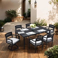 7 Piece Patio Dining Table Set, All-Weather Outdoor Furniture Set with Dining Table and Chairs for Garden, Backyard