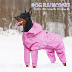 Dog Raincoat 4 Legs Dog Rain Jacket Pet Waterproof Rainproof Jacket with Leash Hole Reflective Lightweight Waterproof Jacket
