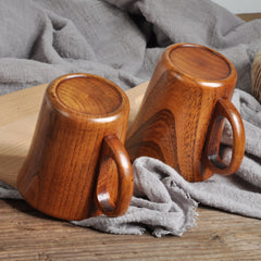 280ml Large Wooden Mug With Handle Natural Wood Beer Coffee Cup Handmade Tea Cup New Japanese Retro Drinking Drinkware 2024 Mate