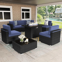 Patio Furniture Set  Fire Pit Table, Outdoor Sectional Wicker Conversation Sofa Sets  patio furniture  patio furniture set