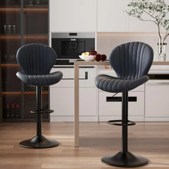 Bar Stools Set of 2 Modern Swivel Bar Chairs, Barstools Counter Height with High Backrest, Easy 3-5 Minute Assembly for Bar