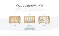 3-in-1 Convertible Crib (Natural) – Converts from Baby Crib to Toddler Bed and Daybed, Fits Standard Full
