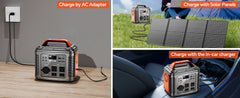 300W Portable Power Station, 296Wh 80000mAh Camping Solar Generator, Emergency Lithium Battery Outages,Black(with Solar Panel)