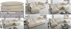 Deep Seat Sectional Sofa, 76.7" Comfy Cloud Couch loveseat with Ottoman, Modern Chenille Upholstered Modular Sofa L Shaped Couch