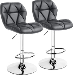 Bar Stools Set of 4, Adjustable PU Leather Swivel Barstools, Modern Counter Stools with Back and Footrest