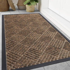 Front Door Mat Outside Entrance, Heavy Duty Outdoor Indoor Natural Rubber Doormat, Non Slip, Trap Dirt and Moisture, Easy Clean,