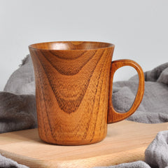 280ml Large Wooden Mug With Handle Natural Wood Beer Coffee Cup Handmade Tea Cup New Japanese Retro Drinking Drinkware 2024 Mate