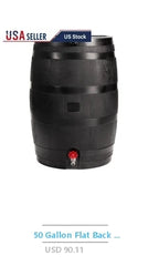 40 Gallon Flat Back Rain Barrel Durable Resin Eco-Friendly Water Collector Brass Spigot Rainwater Harvesting System Outdoor