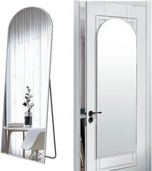 Door Hanging Full Length Mirror, Floor or Wall Mounted Metal Frame Arch Dressing Mirrors for Bedroom Bathroom Living Room