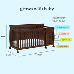 4-in-1 Convertible Baby Crib Changing Table Combo GREENGUARD Gold Certified Adjustable Height Wood Toddler Bed Daybed Full-Size