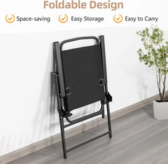 6 Piece Folding Patio Dining Set,Small Metal Outdoor Garden Patio Table and Chair Set w/Umbrella for Lawn,Deck,Backyard