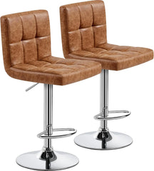 Bar Stools Set of 4, PU Leather Swivel Barstools, Height Adjustable Counter Chairs, Modern Stools with Back for Bar Kitchen