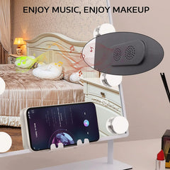 White Vanity Mirror with Lights, Wireless Charger, Bluetooth Speaker, 12 LED Bulbs Makeup Mirror