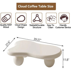 Cloud Coffee Table Modern Cute Coffee Tables Irregular Simple Tea/Center Table for Small Space End Table for Living Room, Home O