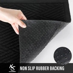 Sturdy doormat, absorbent, muddy and stain resistant, welcome doormat, fade resistant, non slip rubber backing, 72 × 24, black
