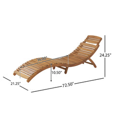 Foldable Outdoor Chaise Lounge Weather-Resistant Patio Chair with Slatted Design & Built-in Handle for Poolside/Backyard