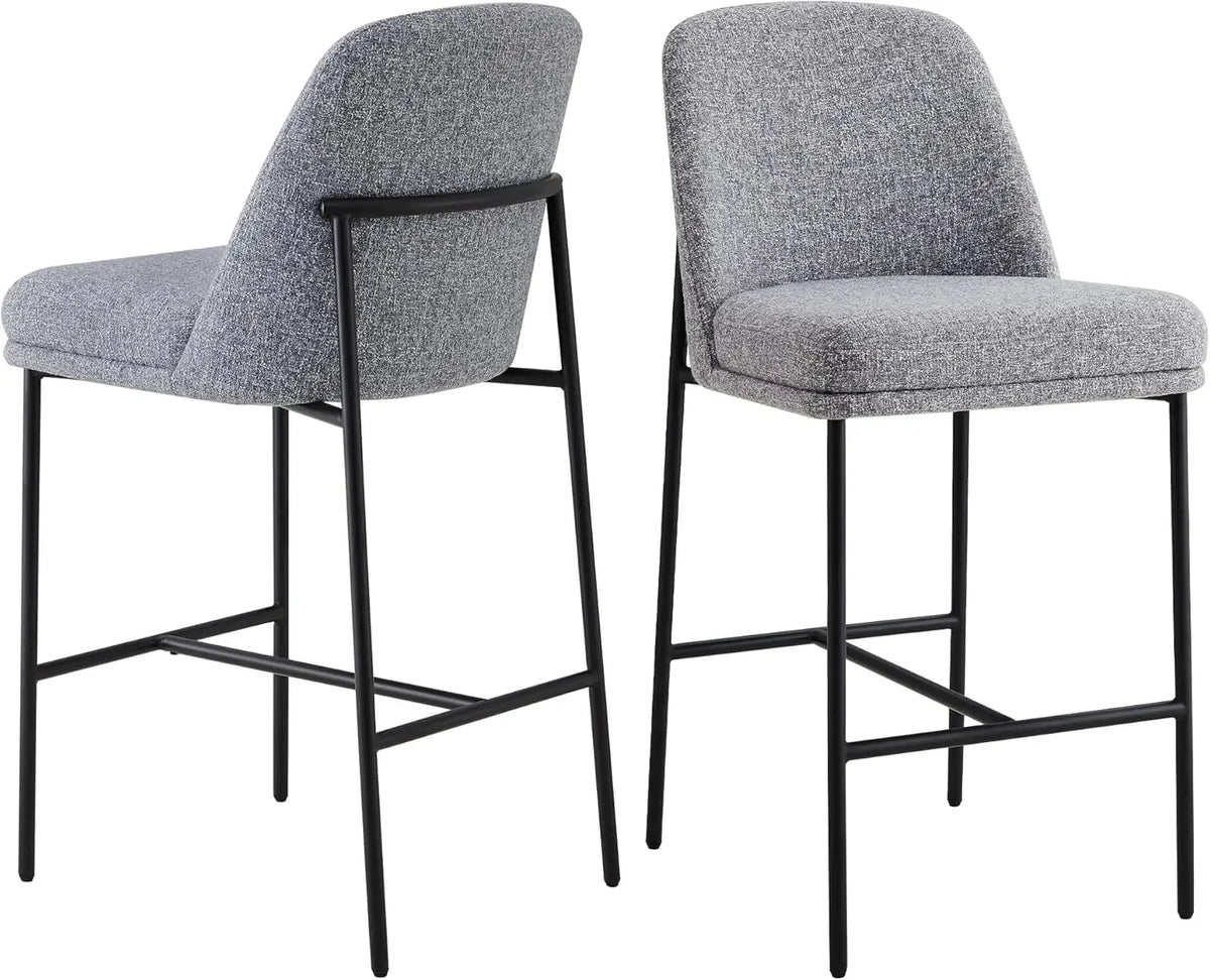Counter Height Bar Stools Set of 2, FSC Certified Metal Barstools for Kitchen Island, 27" H Seat Height,Fabric, White