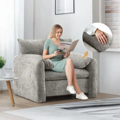 Accent Chairs for Living Room, Modern Upholstered Sofa Chair Comfy Chenille Armchair with Thick Cushion, Single Sofa/Side Chair