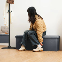 43" Storage Ottoman Bench with Divider, Multifunctional Foot Stool, Toy Chest & Shoe Bench for Bedroom, Living Room Home