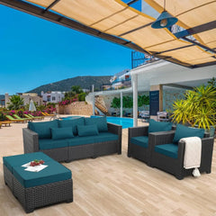 Patio Furniture Set 5-Piece Outdoor Furniture Sets Patio Couch Chairs Ottomans with Anti-Slip Cushions for Comfort and Style