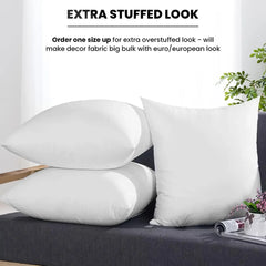 Foamily Throw Pillow Insert 18 x 18 inch (Set of 2) Hypoallergenic 100% Virgin Fiber Bed, Sofa, Couch Decorative Indoor Pillows
