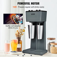VEVOR Milkshake Maker Mixer Machine Double Head Stainless Steel Drink Blender 3-Speed Milkshake Mixer for Commercial Home
