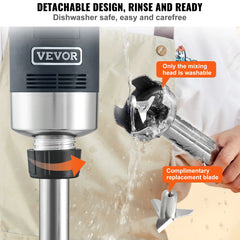 SucceBuy Commercial Immersion Blender 750W 16" Heavy Duty Hand Mixer Multi-Purpose Portable Mixer for Smoothie Puree Baby Food