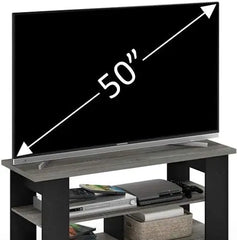 Jaya TV Stand – French Oak Gray/Black, 50-Inch Panel with Open Storage