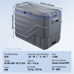 SucceBuy Car Refrigerator  12 Volt Car Refrigerator Fridge  37 L -4℉-68℉ 12/24V DC and 100-240V AC for Outdoor Camping and RV
