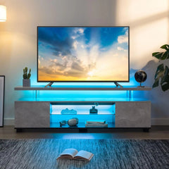 LED TV Stand White TV Stands for Living Room Modern TV Stand with Storage for 65/70/75 inche TVs Entertainment Center for Living