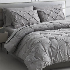 Maple&Stone California King Comforter Set, 7 Pieces Cal King Bed Set, Pinch Pleat Bed in a Bag Bedding Set with Comforter, Sheet