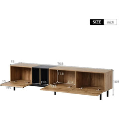 Modern 80-Inch TV Stand with 3 Cabinets & Open Shelves – Minimalist Wooden Entertainment Center