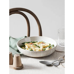 Pasta Bowls 46oz, Large Salad Bowl, Ceramic Serving Plate, House-warming Wedding Present, Embossment Stoneware Bowl for Fruits