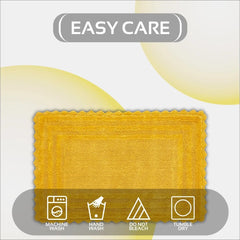 24 x 40 Bathroom Rug – 100% Cotton, Extra Soft Tufted Reversible Bath Mat, Water-Absorbent, Machine Washable (Yellow) Shaggy Bo
