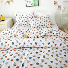 Twin Duvet Cover Kids 100% Cotton Butterfly White for Cute Bedding Set 3Pcs Ultra Soft Breathable Patterned Cartoon Comforter