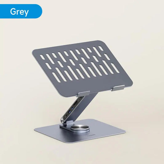 New Adjustable Aluminum Laptop Stand for Desk with USB C Dock Ergonomic Laptop Riser USB C Hub For Macbook Windows Notebook