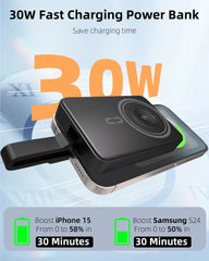 ROMOSS Magnetic Power Bank 10000mAh 30W PD Fast Charging 3-in-1 Wireless Powerbank with Apple Watch Charger for Magsafe iPhone