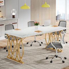 Tribesigns Executive Desk, 63" W Large Computer Desk, Modern Office Desk Conference Table Meeting Room Table, Business Furniture