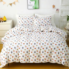 Twin Duvet Cover Kids 100% Cotton Butterfly White for Cute Bedding Set 3Pcs Ultra Soft Breathable Patterned Cartoon Comforter