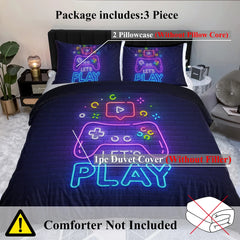 Gaming Duvet Cover Set Queen Size Video Game Controller Bedding Set, Boys Video Games Comforter Cover with 2 Pillow Shams, Bed