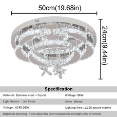 Modern Chandelier Ceiling Lamp K9 Luxury Crystal Led Living Dining Room Decor Pendant Light RC Dimmable Luminaire Home Fixture